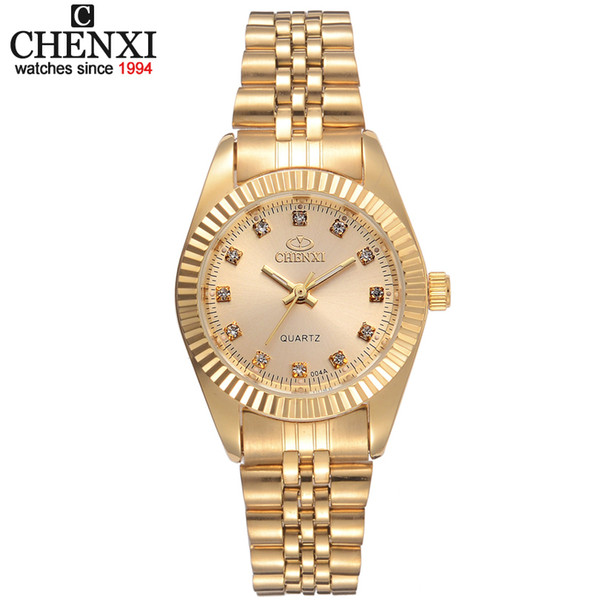 Chenxi Brand Top Luxury Ladies Gold Watch Women Golden Clock Female Women Dress Rhinestone Quartz Waterproof Watches Feminine