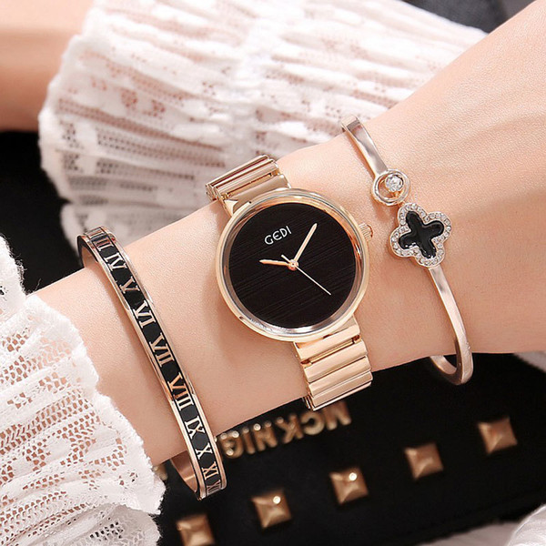 Famous Brand Women Watches 3 Pcs Set Bangle Rose Gold Female Style Quartz Wristwatch Ladies Popular Alloy Watch Montre Femme C19041202