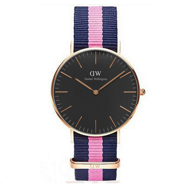 Top brand black face watch fashion nylon style women men watches 36/40mm rose gold Male Female watch relojes