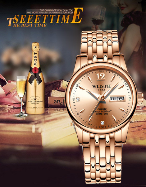 NEW Office Charm women bracelet watches rose gold stainless steel date display top luxury quartz female dress fashion watch ladies clock