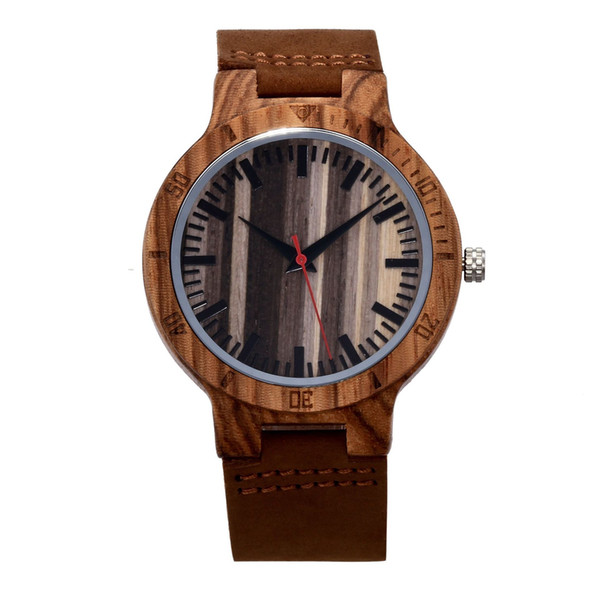 Wooden Watches Quartz Watch Men Simple Wristwatch Nature Wood Fashion Male Soft Leather Creative Watches Birthday Gifts