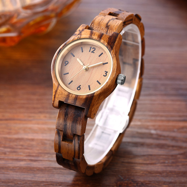 Top Brand Luxury Women Wood Watches Bamboo Small Wooden Wristwatches Ladies Minimalist Female Clock Watch with Gift Paper Case