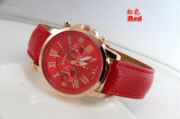 Free shipping 01 Geneva Roman word fake three-eye belt female watch fashion women's watch fashion watch