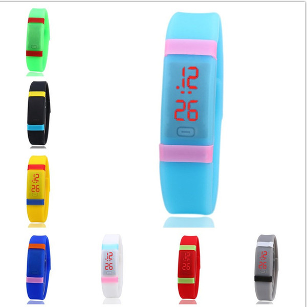 DHL Free Shipping 50 Pieces Touch Led Watch Plastic Rubber Ultra-thin Touch Led Sports Watch Electronic Digital Jelly Candy Watches