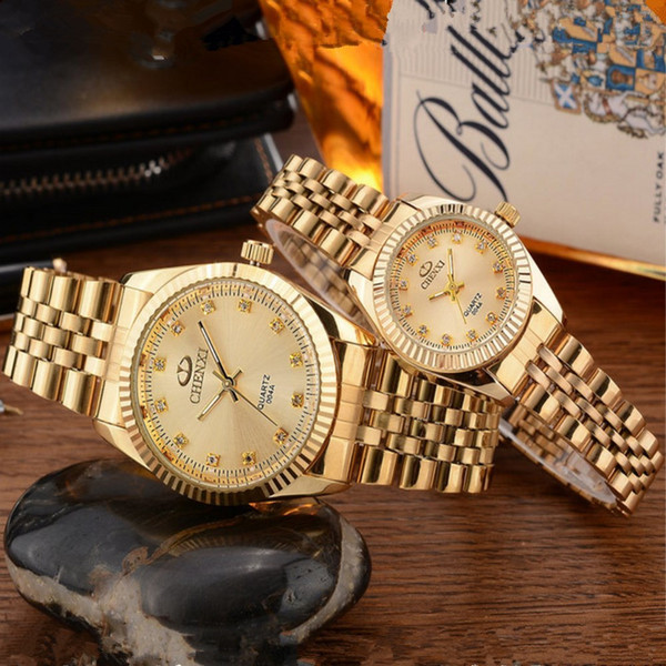 CHENXI Golden New Clock gold Fashion Women Watch full gold Stainless Steel Quartz Watches Wholesale Women Gold watch PENGNATATE Y1890304