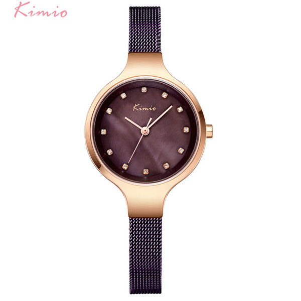 KIMIO Brand Vintage Woman Watches Weave Stainless Steel Mesh Strap Ladies Dress Watch For Women With Box horloge dames montreY1883105