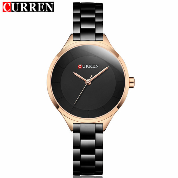 Curren Women Watches Luxury Gold Black Full Steel Dress Jewelry Quartz Watch Ladies Fashion Elegant Clock Relogio Feminino Q190430