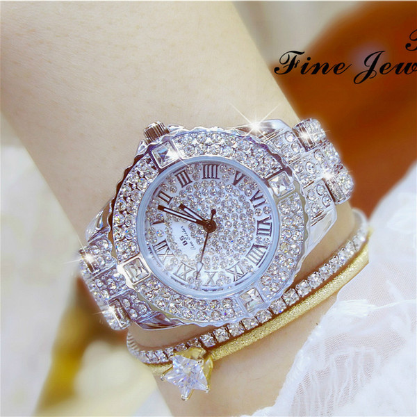 2017 BS Bee Sister Free Shipping Rhinestone Diamond Watches Fashion Luxury Quartz Gold Color for Evening Party Dress Wristwatch C18111301