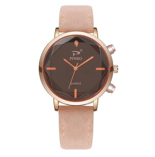 New fashion Korean women's watch Three scales brown glass belt ladies Quartz watch