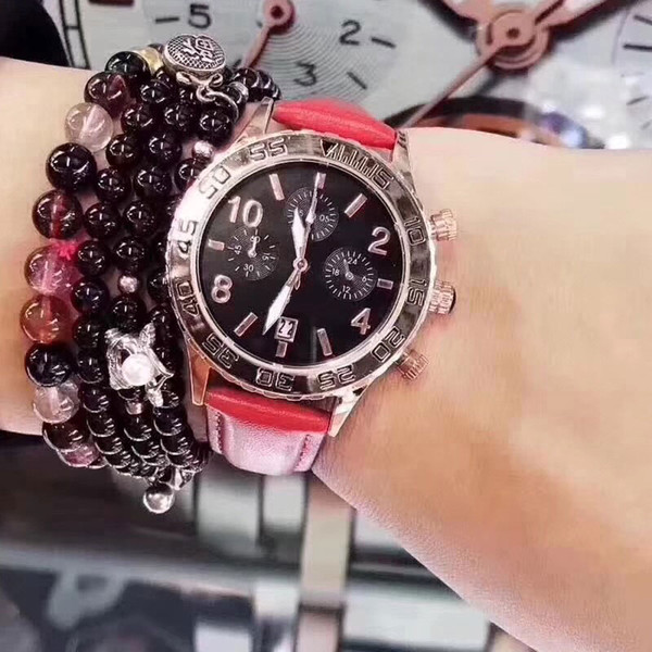 New arrival brand lady watch luxury dress leather strap 3 eyes automactic date fashion quartz watches for women grils female relojes mujer