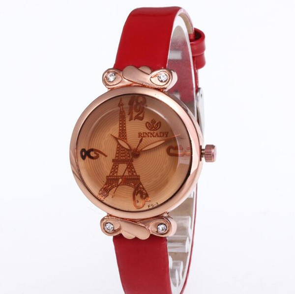 Explosion candy color fashion temperament compact watch Korean version of the wild tower digital leather quartz watch