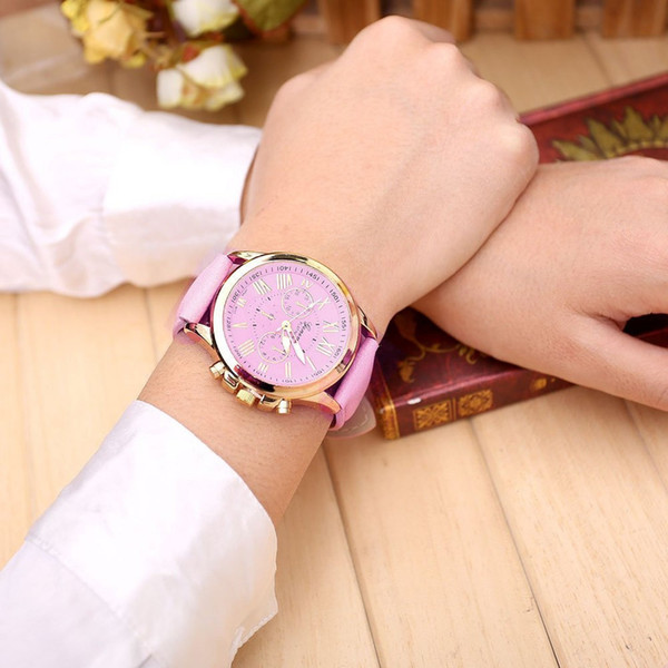 2018 Top Watches Women Casual Numeral Watch For Men Women PU Leather Band Wrist Watch Clock