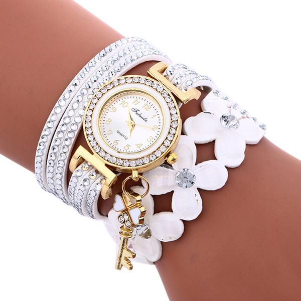 Bracelets 2018 Womens Multilayer Crystal Leather watch Women Quartz wrist watch for Femme Bracelet Jewelry Gift Drop Ship