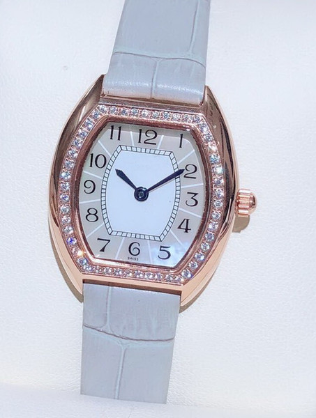 Rose gold GIFT diamond Pearl quartz 32 MMx27 mm case LEATHER BELT fashion new brand women watch stainless steel wristwatch women's Watches