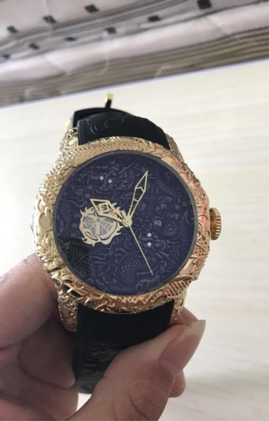 IN STOCK Diamond Dragon Style Rose Gold Quartz Wristwatch F1 Datejust Gold Rubber Watch Free Shipping