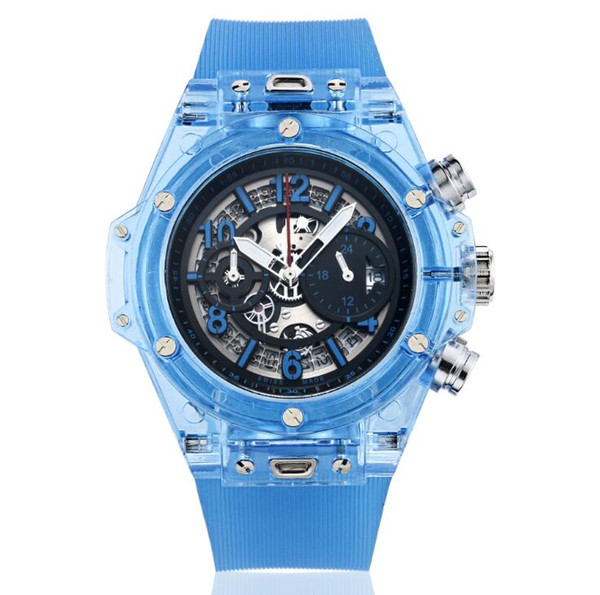 New 2018 fashion Brand Men watch transparent watchband outdoors motion Quartz large dial Calendar Wristwatches luxury Watches All SUB work