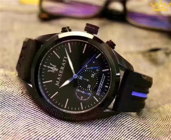 Fashion Mens Sport Wrist Watch Top Brand maserati Rubber Strap Quartz Movement Gift Time Clock Wacth Relojes Hombre Horloge Orologio Uomo