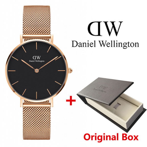 2018 Top luxury brand Daniel women men Wellington's fashion d&w Lovers women steel mesh gold mens watches montre femme relojes