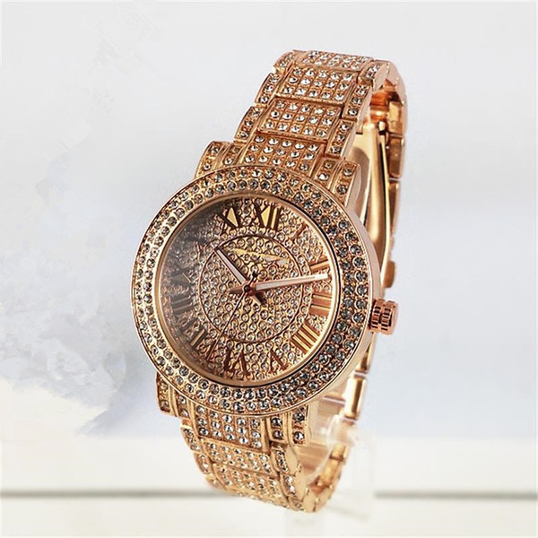 New Famous Luxury Crystal Dial Bracelet Quartz Wrist Watch Christmas Gift for Ladies Women Gold Rose Gold Silver Wholesale Free Shipping