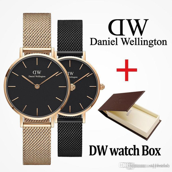 2018 Top luxury brand Daniel women men Wellington's fashion d&w Lovers women steel mesh gold mens watches montre femme relojes