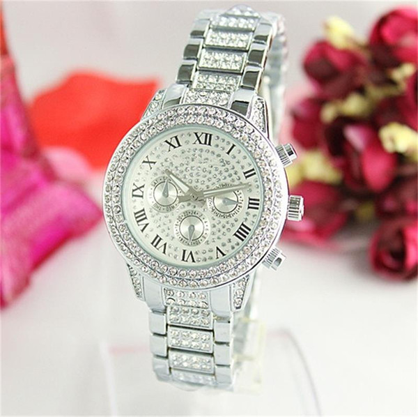 Luxury Crystal quartz Watches New Steel Watches For Mens Women Casual Gold Watch Diamond Wristwatch Ladies Dress Watches Free shipping