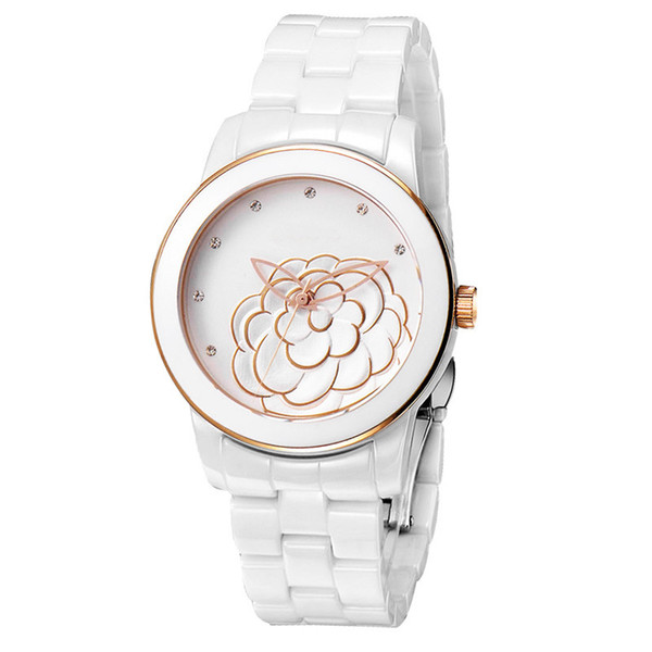 To brand Ladies Dress Women Watch Ceramic Flower Style dial Luxury watches Quartz Wristwatches for Women Girl gift relojes Free Shipping