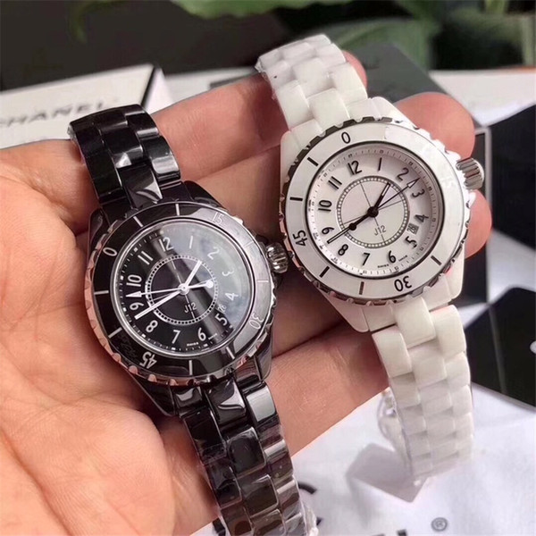 Fashion brand ladies watch high quality j12 series business casual black white ceramic watch