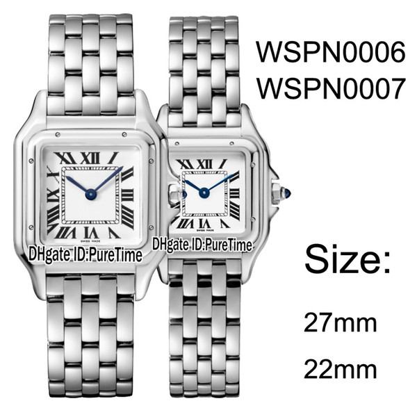 New WSPN0006 WSPN0007 Steel Case 27mm/22mm White Dial Swiss Quartz Womens Watch Ladies Stainless Steel Watches 10 Colors CAT-B25a1
