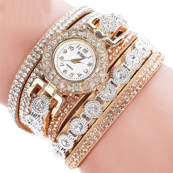 New Women luxury Fashion Casual Analog Quartz Women Rhinestone Watch Bracelet Watch