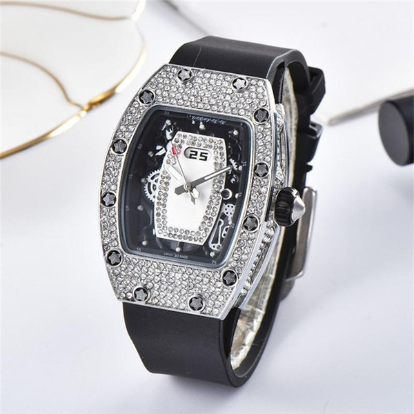Luxury Women's Quartz watches Rubber Strap Women diamond watches high quality ladies dress Clock dial inlay Rhinestone quartz watch
