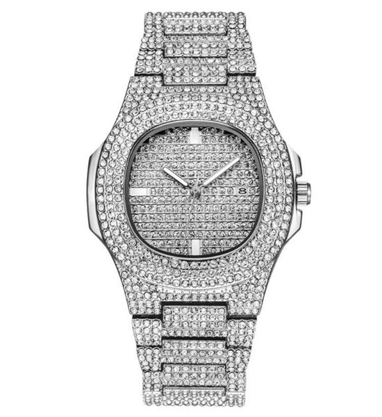 op Brand Luxury Iced Out Watch Gold Diamond Watch for Men Women Square Quartz Waterproof Wristwatch Relogio Masculino