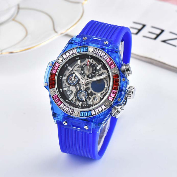 luxury watch color diamond man watches quartz Stainless Steel quality full-function Folding buckle rubber wristwatch Fashion gifts for girls