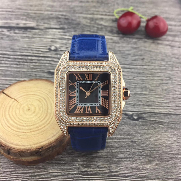 Classic model Fashion top brand luxury female watch diamond square face watch Fashion high quality free drop shipping clock