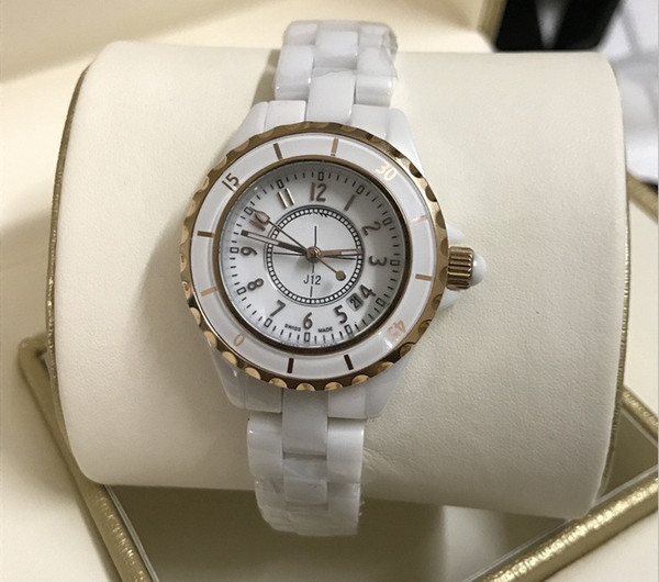 Luxury Brand Lady White/Black Ceramic Watches High Quality Quartz Wristwatches For Women Fashion Exquisite Women