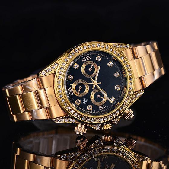 relogio masculino mens watches Luxury wist fashion Black Dial With Calendar Bracklet Folding Clasp Master Male giftluxury diamond Watches