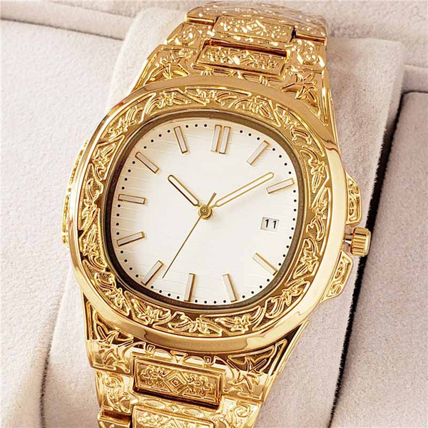 Brand Designer Mens Watch Patk Luxury mens watch steel belt fashion retro gold watches carved Philip man casual Wristwatches