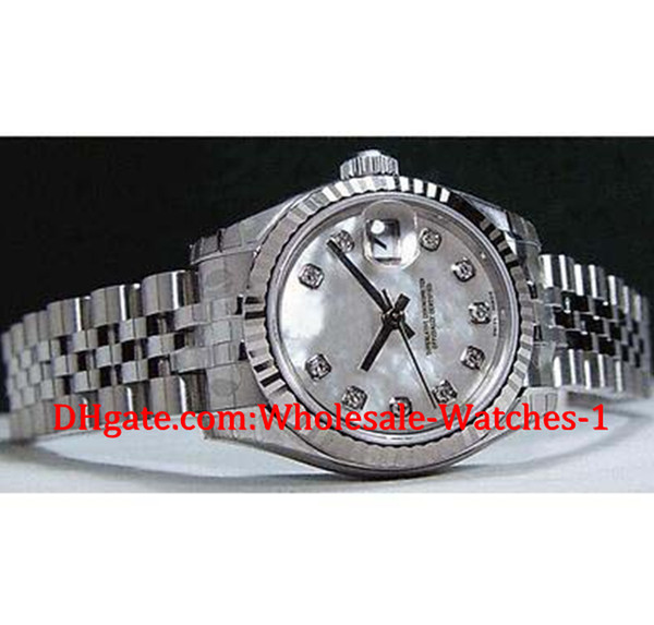 New arrive Luxury watches free gift box Wrist watch Ladies WhiteGold-SS Pearl Diamond 179174