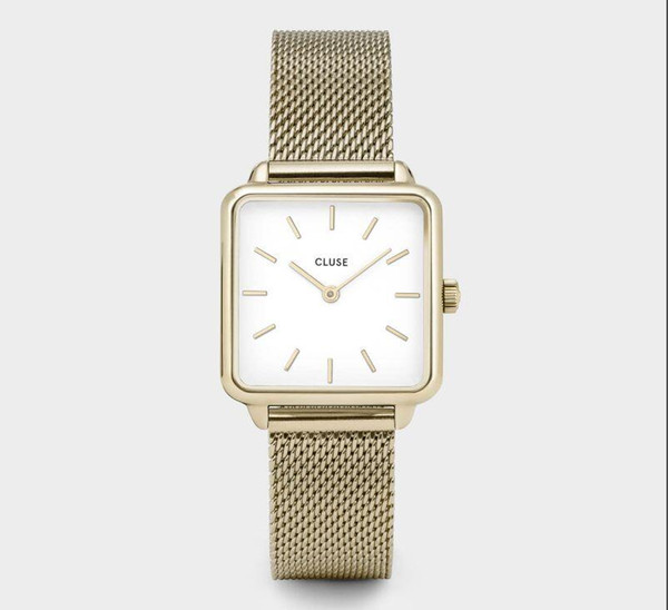 Women Stainless Steel Mesh Quartz Watches Lady Waterproof Slim Leather Square Wristwatches Clock Montres Femme
