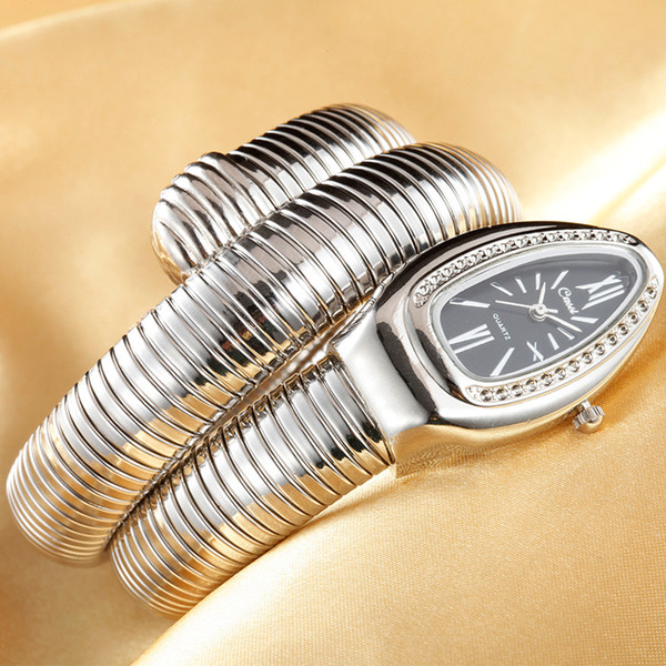 luxury jewelry Crystals Snake Bangle Watches Women Infinity Bracelet Watch Girls Designer Quartz Clock Relojes LXH