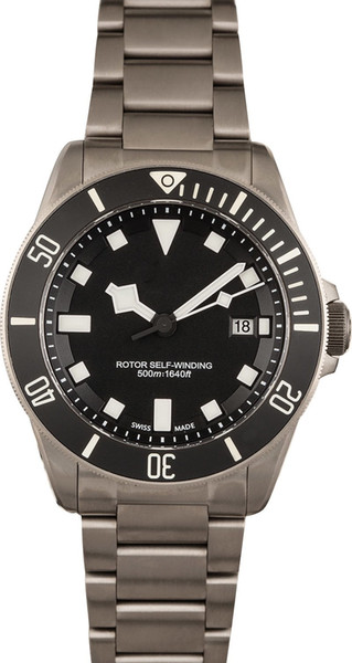 Excellent Men's Watch Satin finish titanium (42mm) w/ black ceramic bezel insert w/ luminous markers Black w/ luminous Snowflake hands and