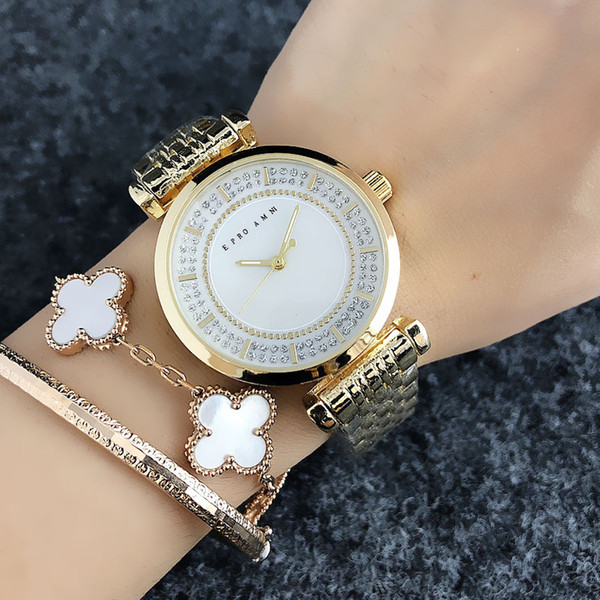 Popular Brand Women's Girl crystal style steel metal band quartz wrist Watch AR12
