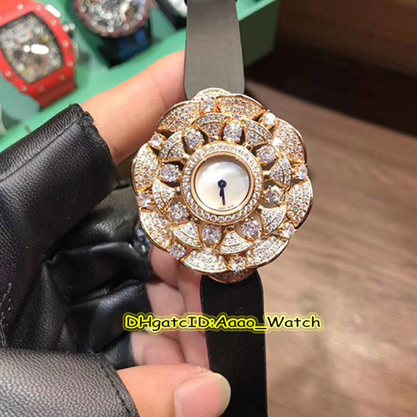 High quality DIVAS DREAM 102254DVW39GD2L Lady Watches Quartz Movement Watch White dial Rose gold Diamond case Leather strap Luxury watches