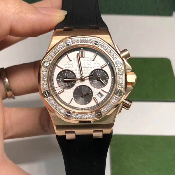 New Fashion Luxury Brand Womens Watches Quartz Movement Watches 8Colors Diamond Wristwatches Sapphire Glass Rubber Strap Female Watches