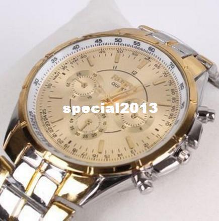 New 2015 High Quality Men/Women Luxury ROSRA Quartz Analog Watch With Full Steel Strap WatchWhite/Black/Golden Dial Gold Watch,Free Shipping