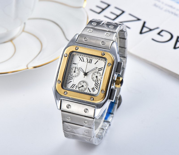 Newest Men's Quartz Gold Watch Waterproof Stainless Steel All Pointers Work Designer Sport Wristwatch 3135 Free Shipping