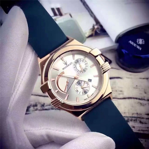 Italy Brand Maserati Fake Sub Dials Male Fashion Watches Elegant Silicone Band Movement Waterproof Clock Quartz Watches Best Gift