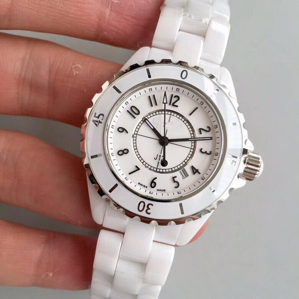 date ceramic 33 mm case white BELT orologio sport wholesale Montre de luxe fashion women watch brad new Stainless steel womens watches