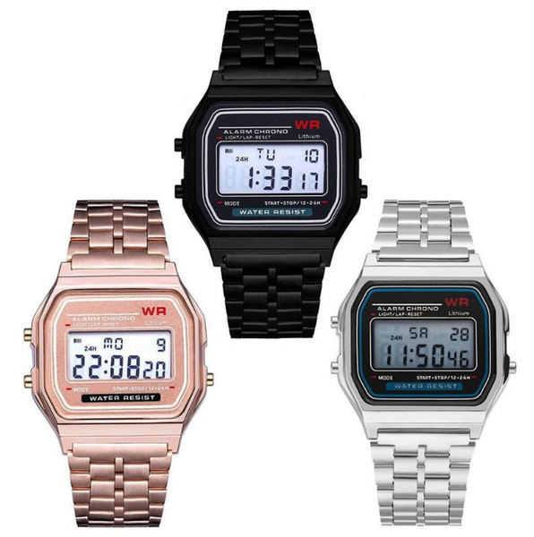 F-91W Watches f91 Fashion -thin LED Change Watches F91 W Sport Watch Multifunction luminous alarm clock steel watch Free shipping