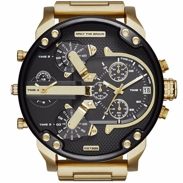 High Quality Luxury Mens Watch Brand Big Dial Military Watches Two Time Zone Quartz Sport Wristwatches Clock Gifts Relogio Masculino