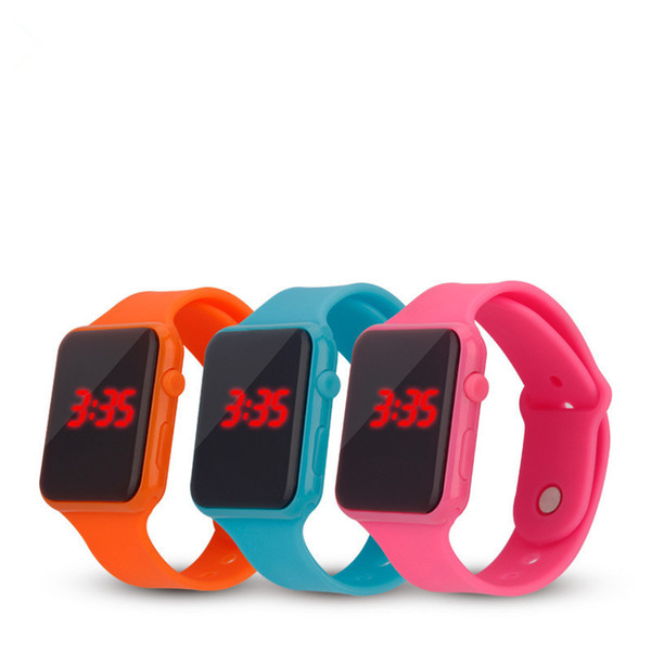 Hot New Square Mirror Face Silicone Band LED Digital Watch Red LED Watches Quartz Wrist Watch Sport Clock Hours
